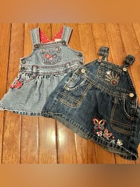 Vintage Osh Kosh and Koala Embroidered  Denim Overall jumper lot  6M Y2K baby